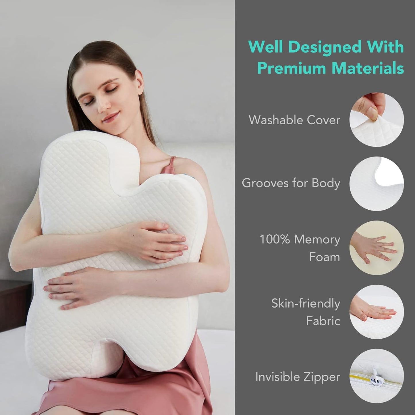 SKG T3 Cervical Contoured Ergonomic Pillow (White)
