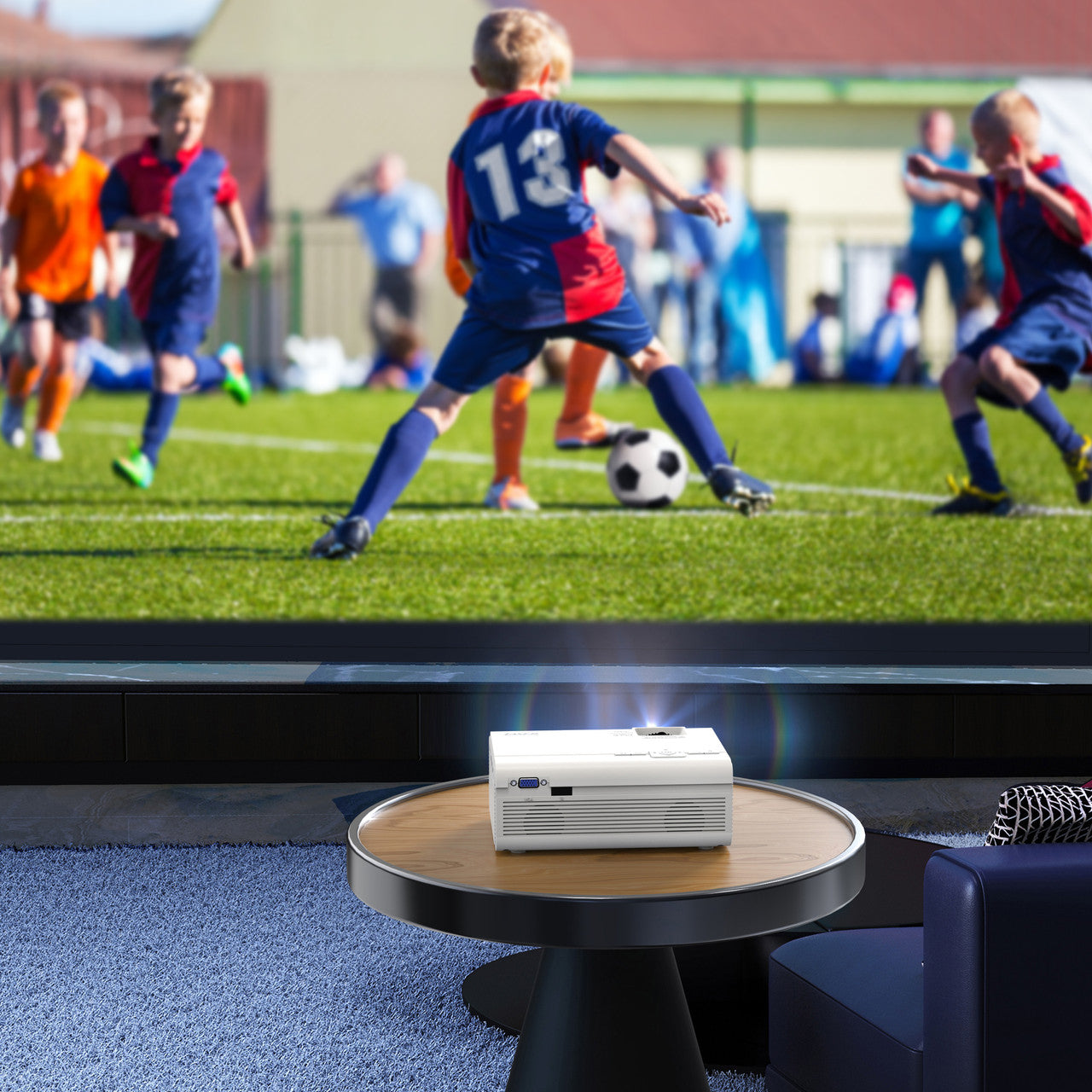 Laser 720P LED Projector Home Cinema with Screen (White)