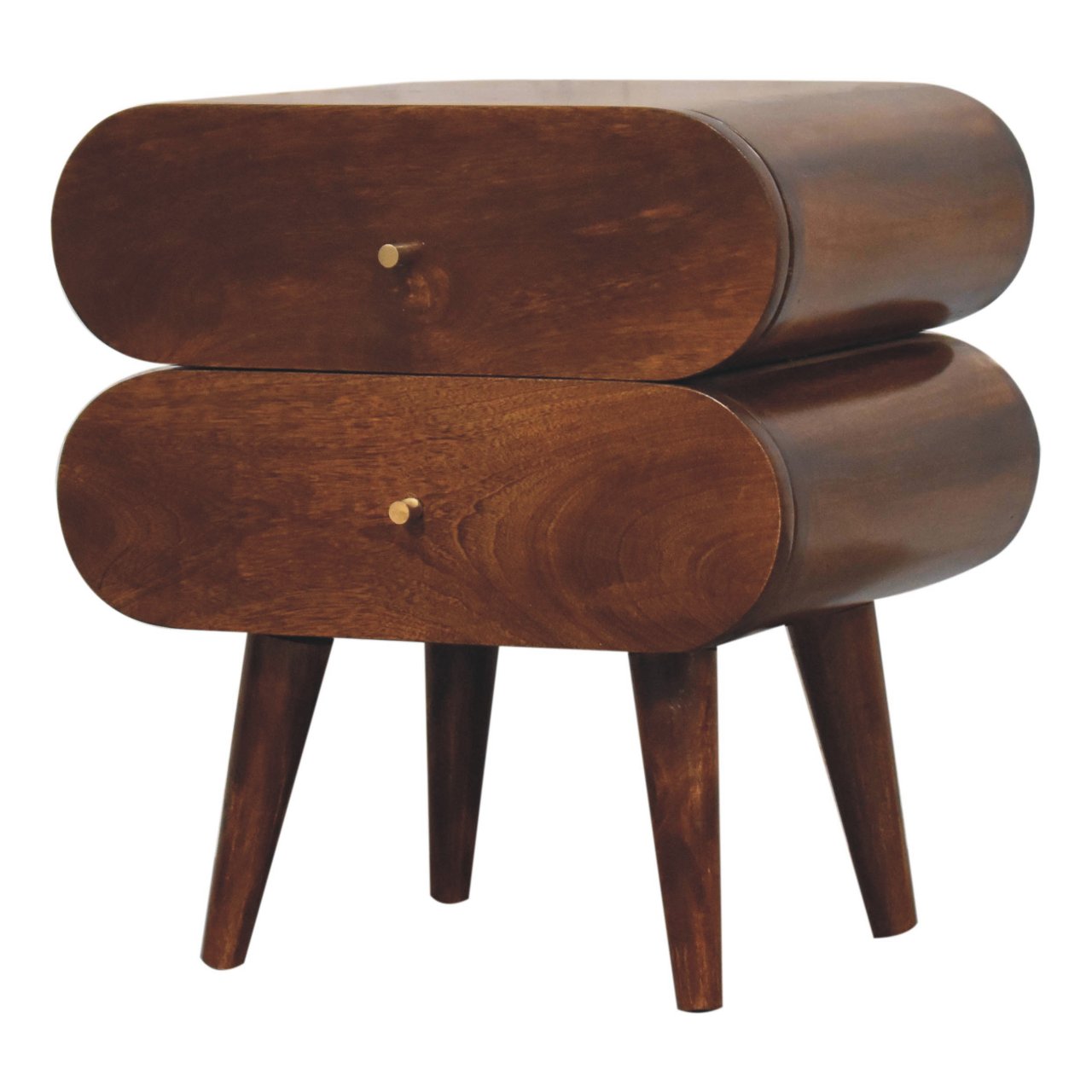 Bedside with 2 Drawers and Round Capsule Design