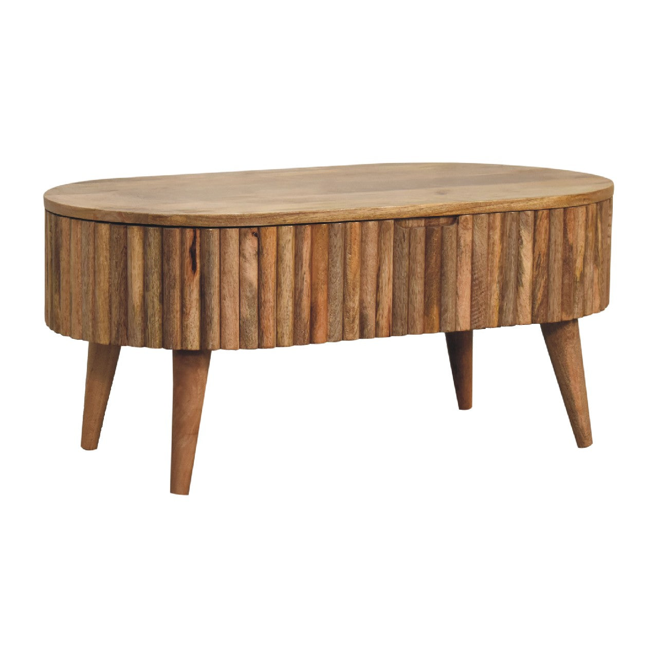Oval Coffee Table with Lift Top and Wood Frame