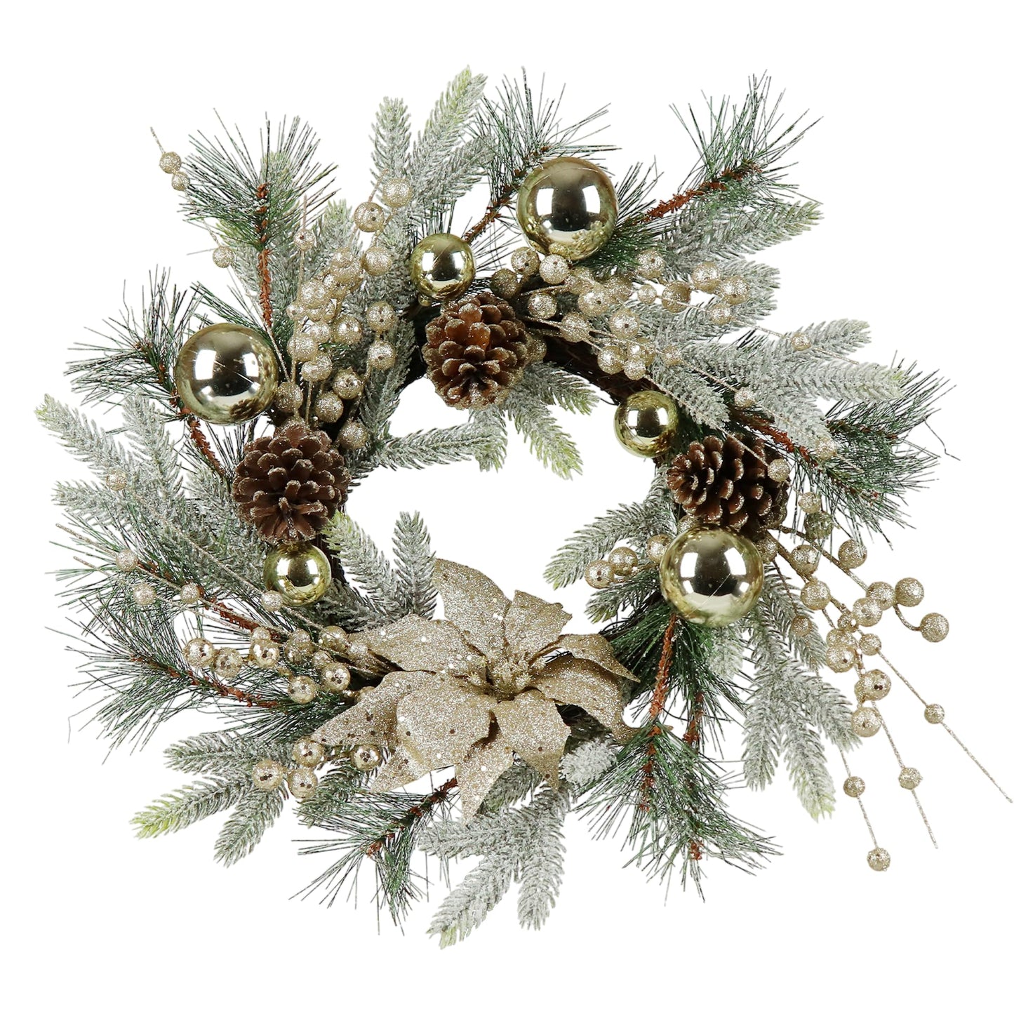 Slenix 20-inch Christmas Wreath, Christmas Door Decorations Wreath with Warm Lights
