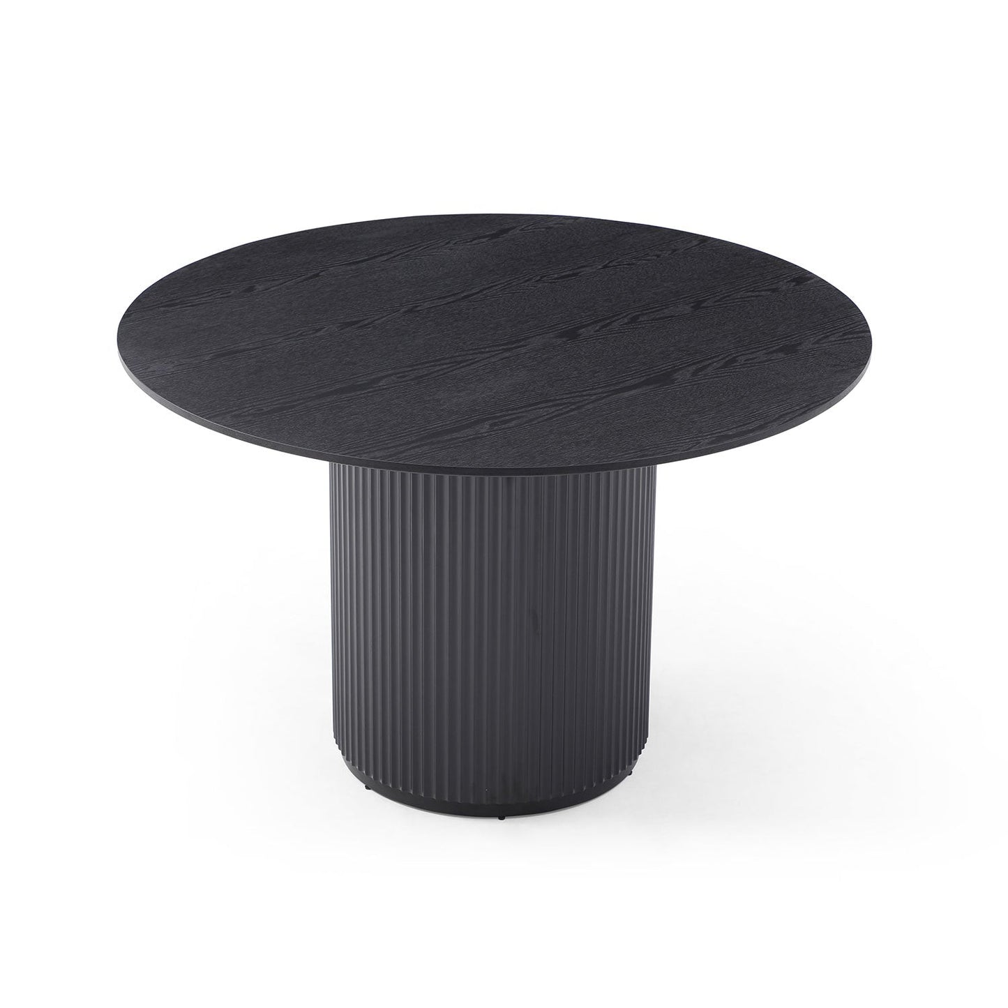 Round Dining Table with T-Shaped Design and Wood Frame