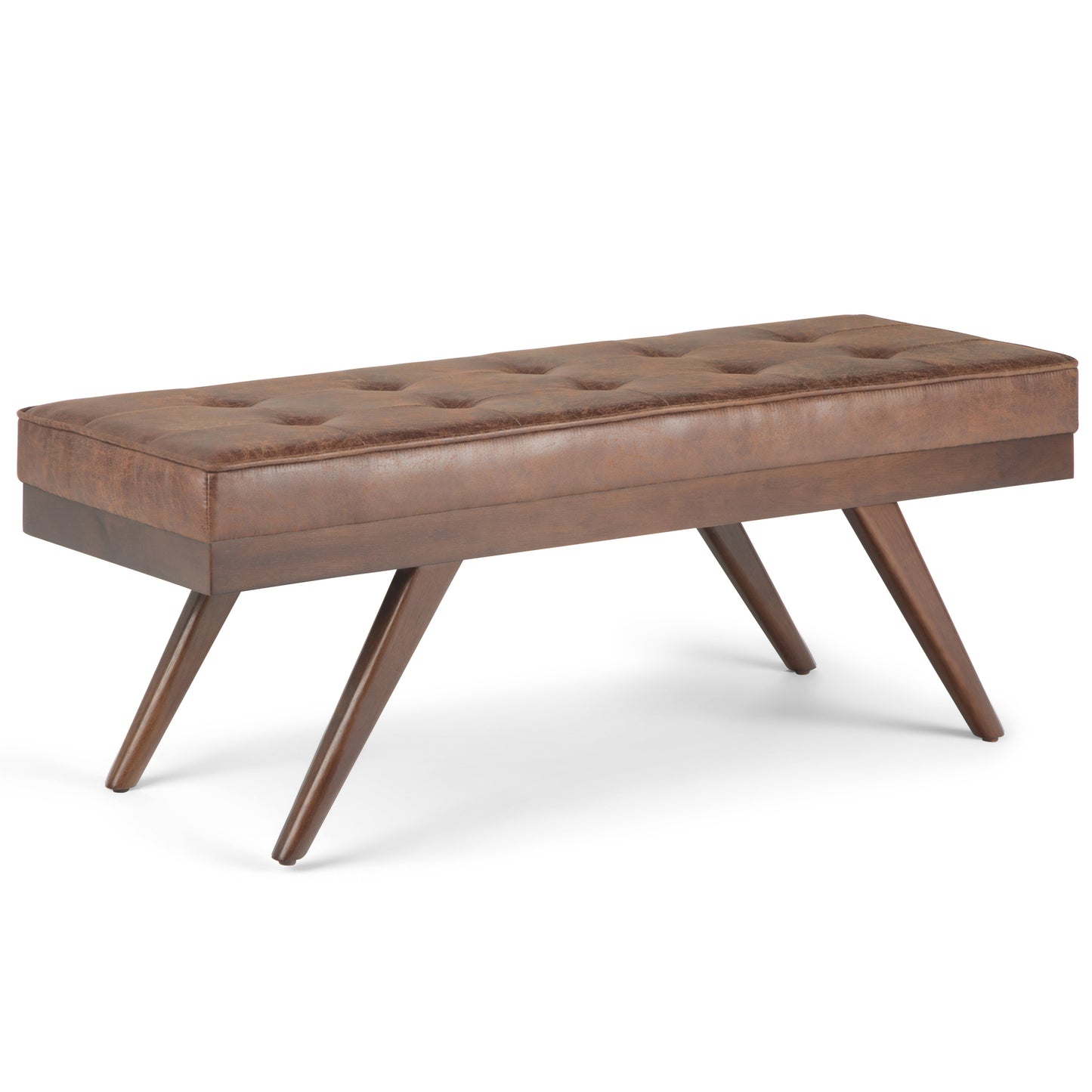 Wildflower Upholstered Button Tufted Ottoman Bench with Solid Wood Frame