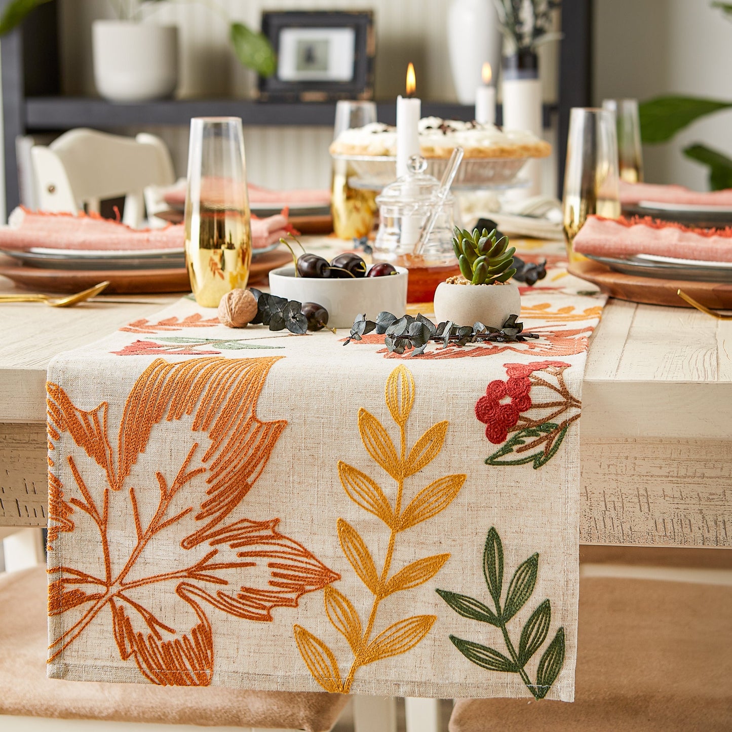 Scattered Leaves Table Runner 14X108