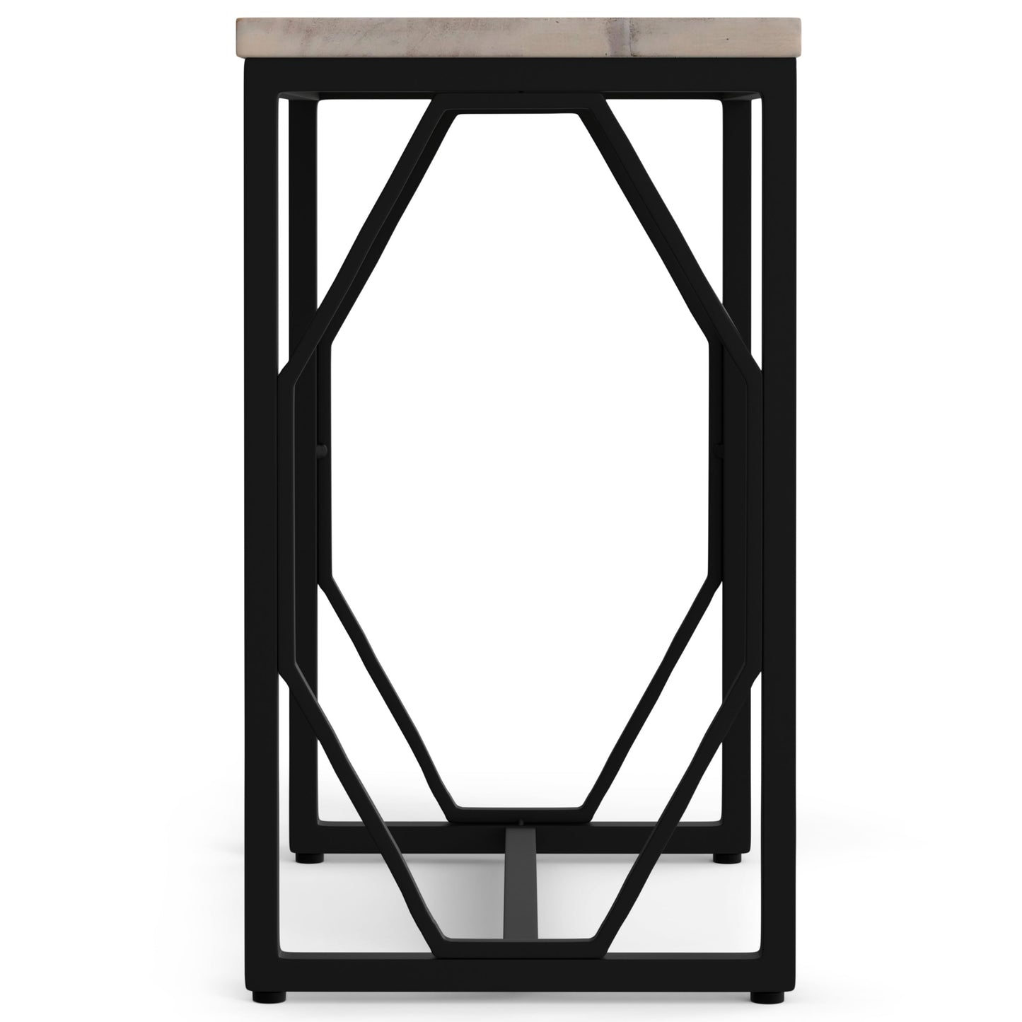 Peace Metal and Wood Accent Table with Diamond-Shaped Design