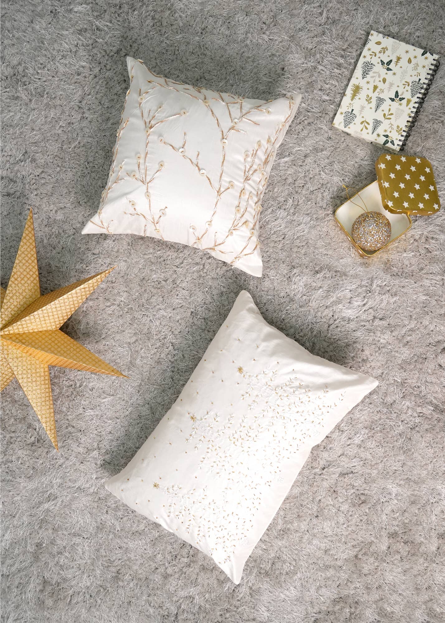 Embroidered Winter Bliss Square Pillow