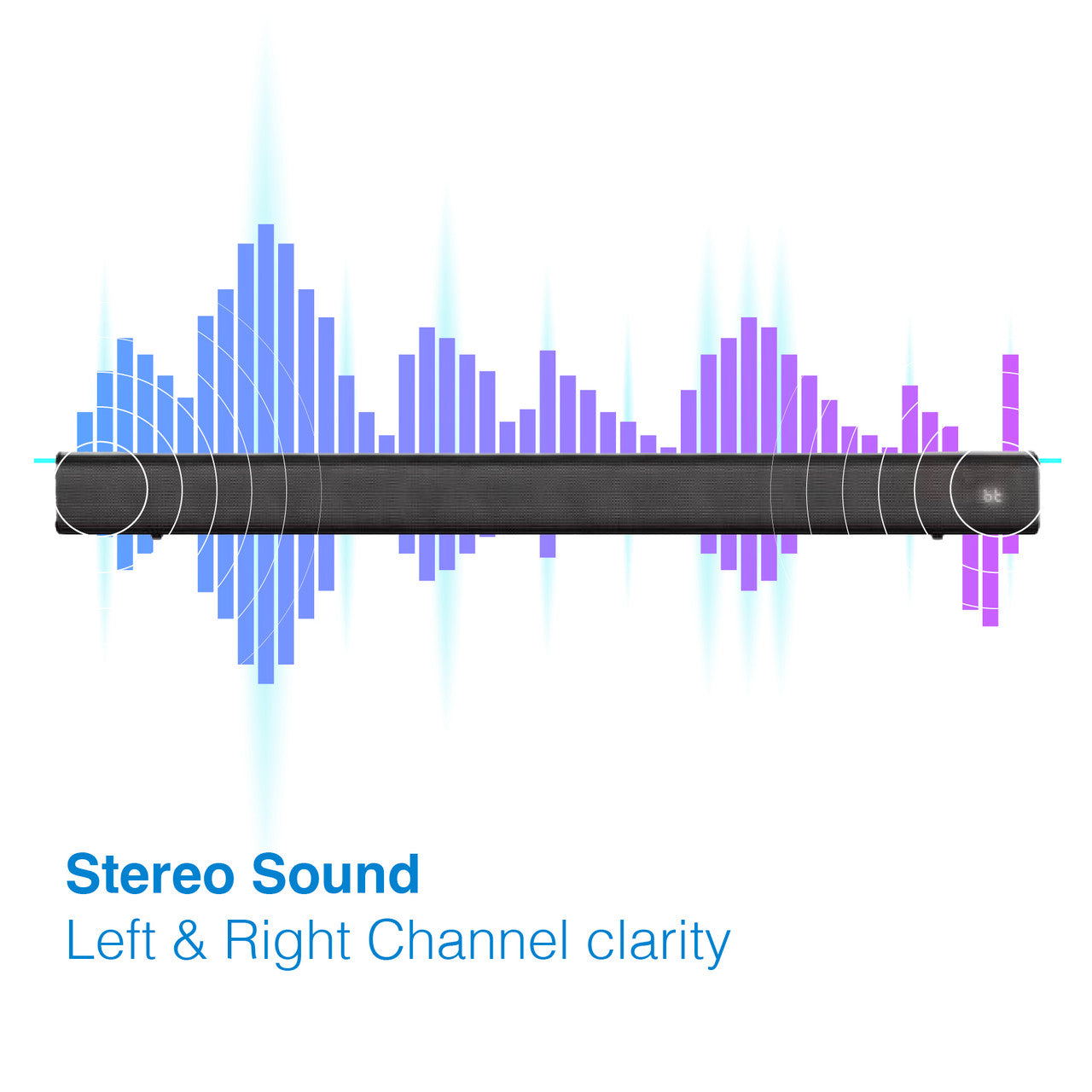 Laser Bluetooth Stereo Soundbar with Optical Input & LCD Display