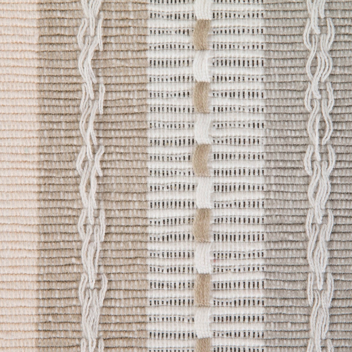 Natural Tonal Stripe With Fringe Table Runner 14X72