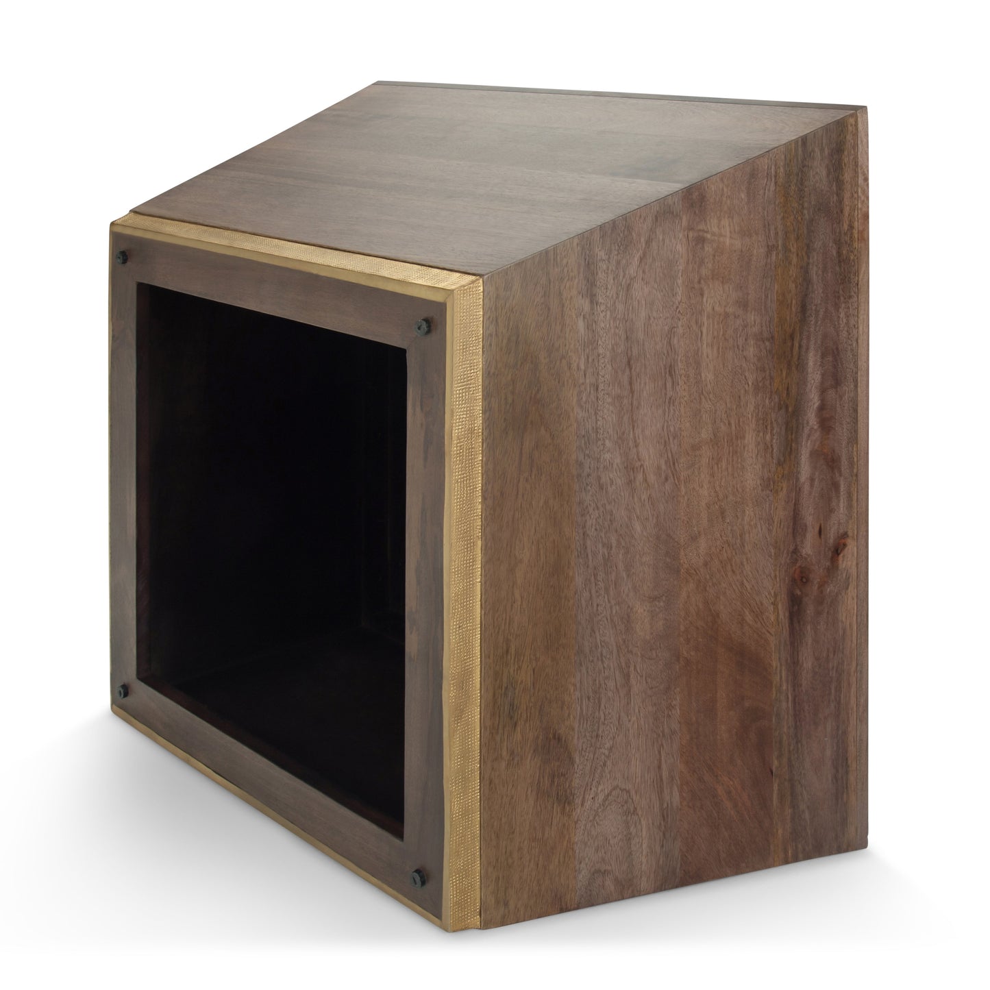 Ephemeral Square Coffee Table with Brass Accent Trim Base