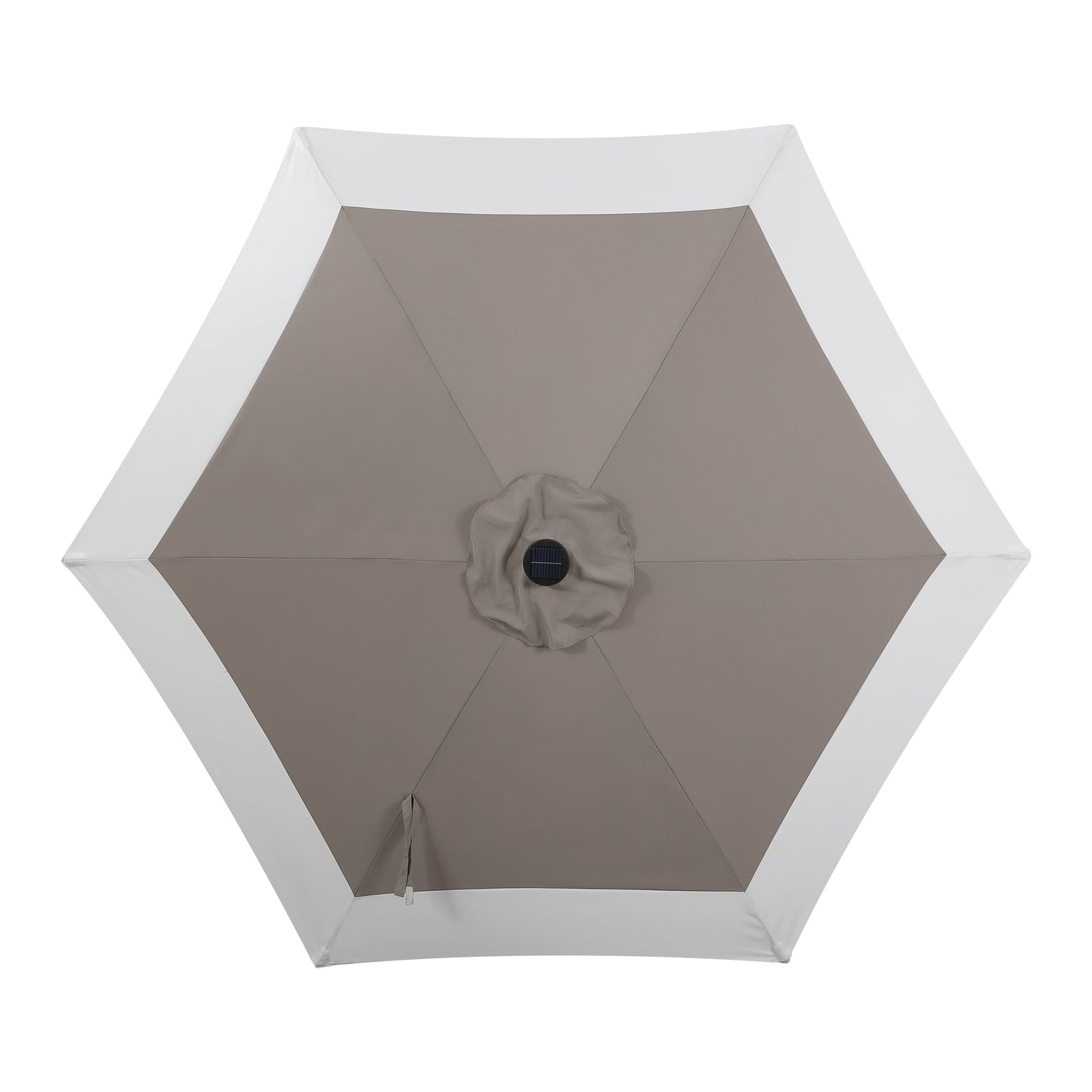 Spencer Classic Coastal 2-Tone Solar LED Market Patio Umbrella with 12 LED Strip Lights