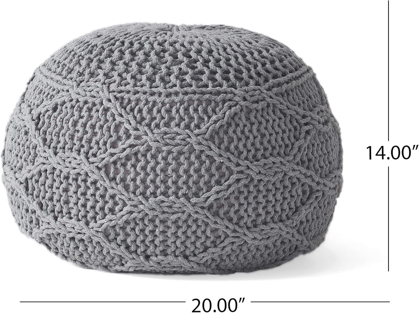 Splendid Round Knitted Wool Pouf