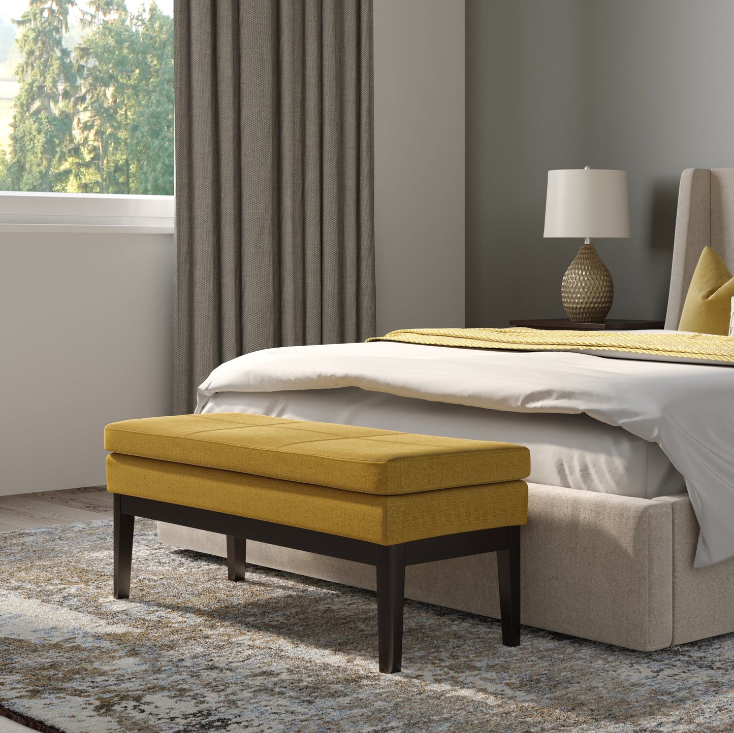 Nocturne 45.28" Ottoman Bench with Stitching Detail