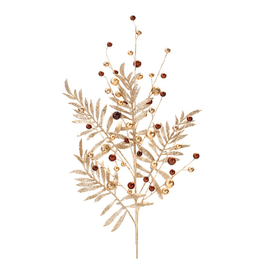 Glittered Leaf and Berry Spray, Set of 2