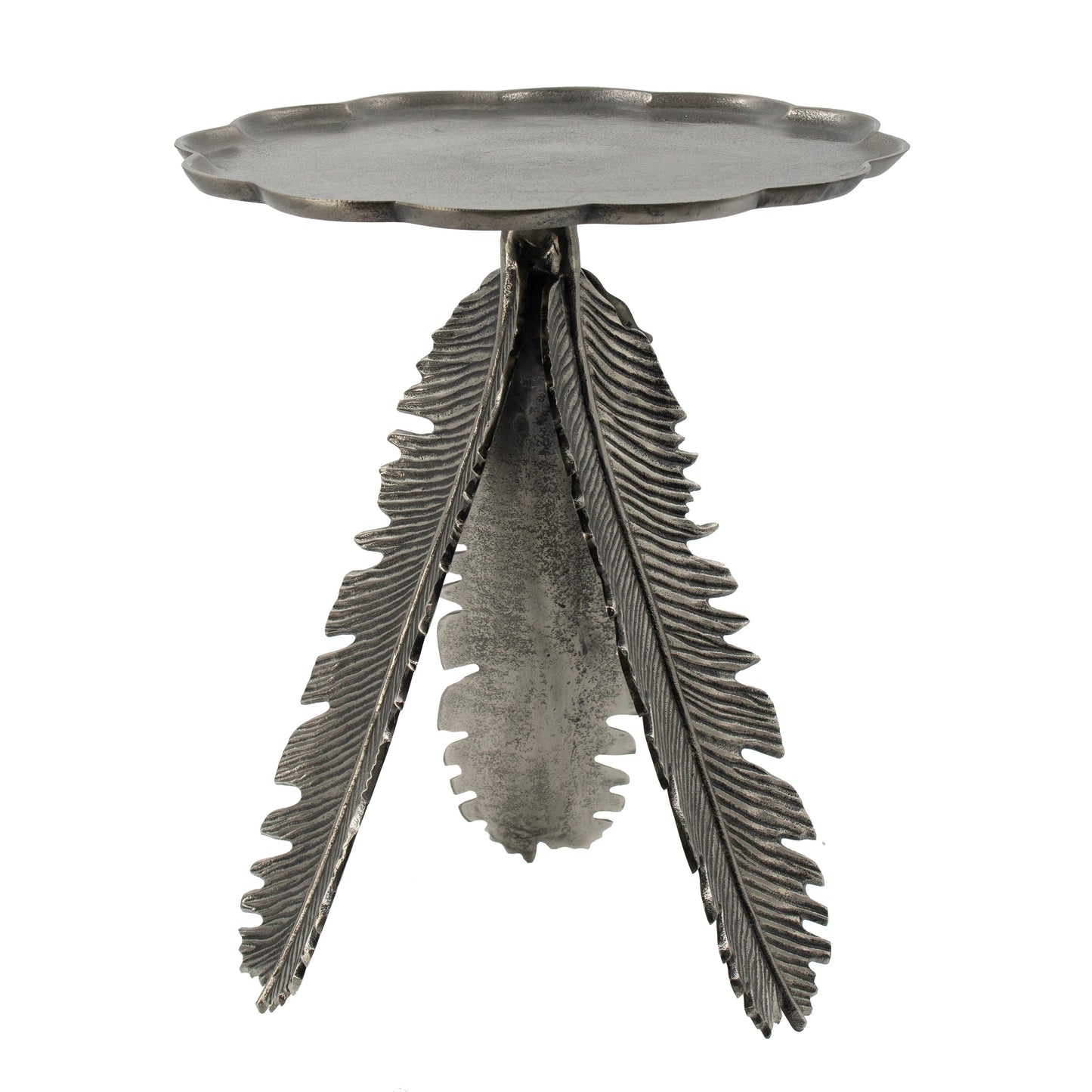 Aluminum Side Table with Leaf Design