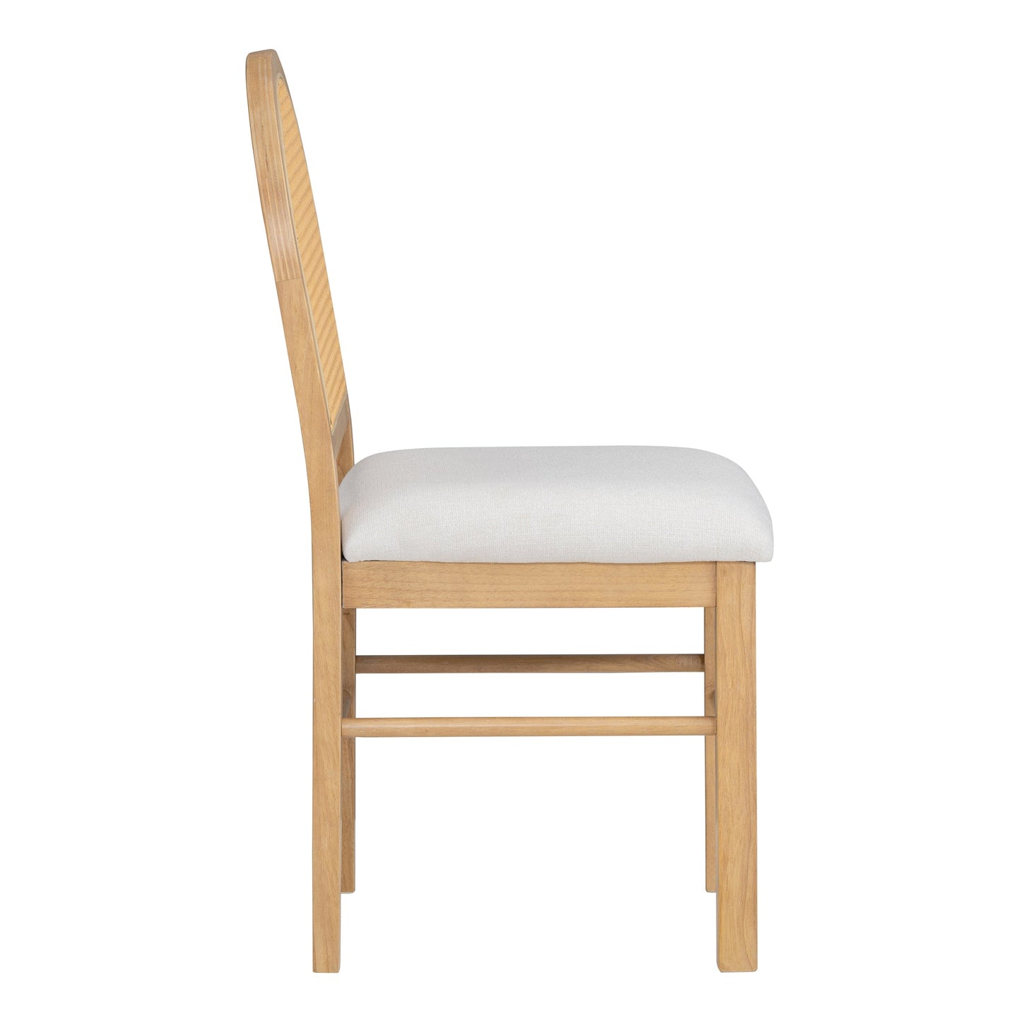 Upholstered Dining Chair with Rattan Backrests and Arched Back, Set of 4