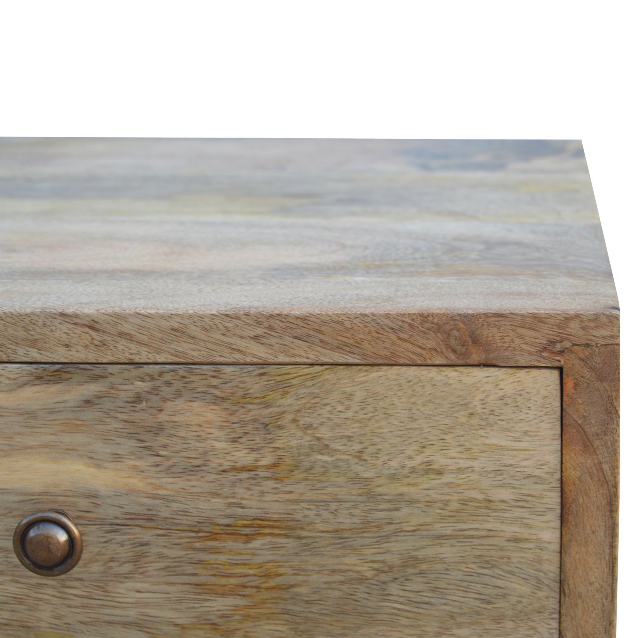 4-Drawer Bedside with Tapered Legs and Shiny Knobs