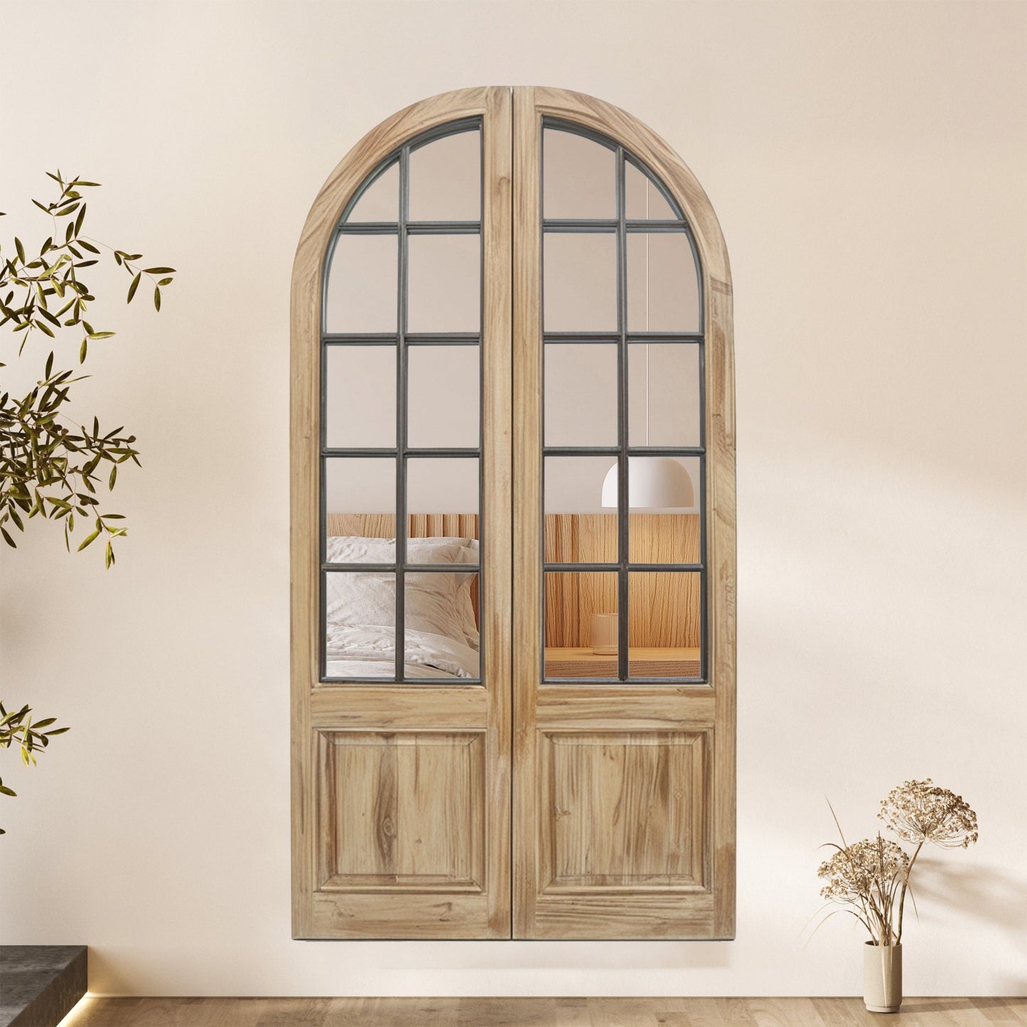 Rustic Window Pane Mirror Set