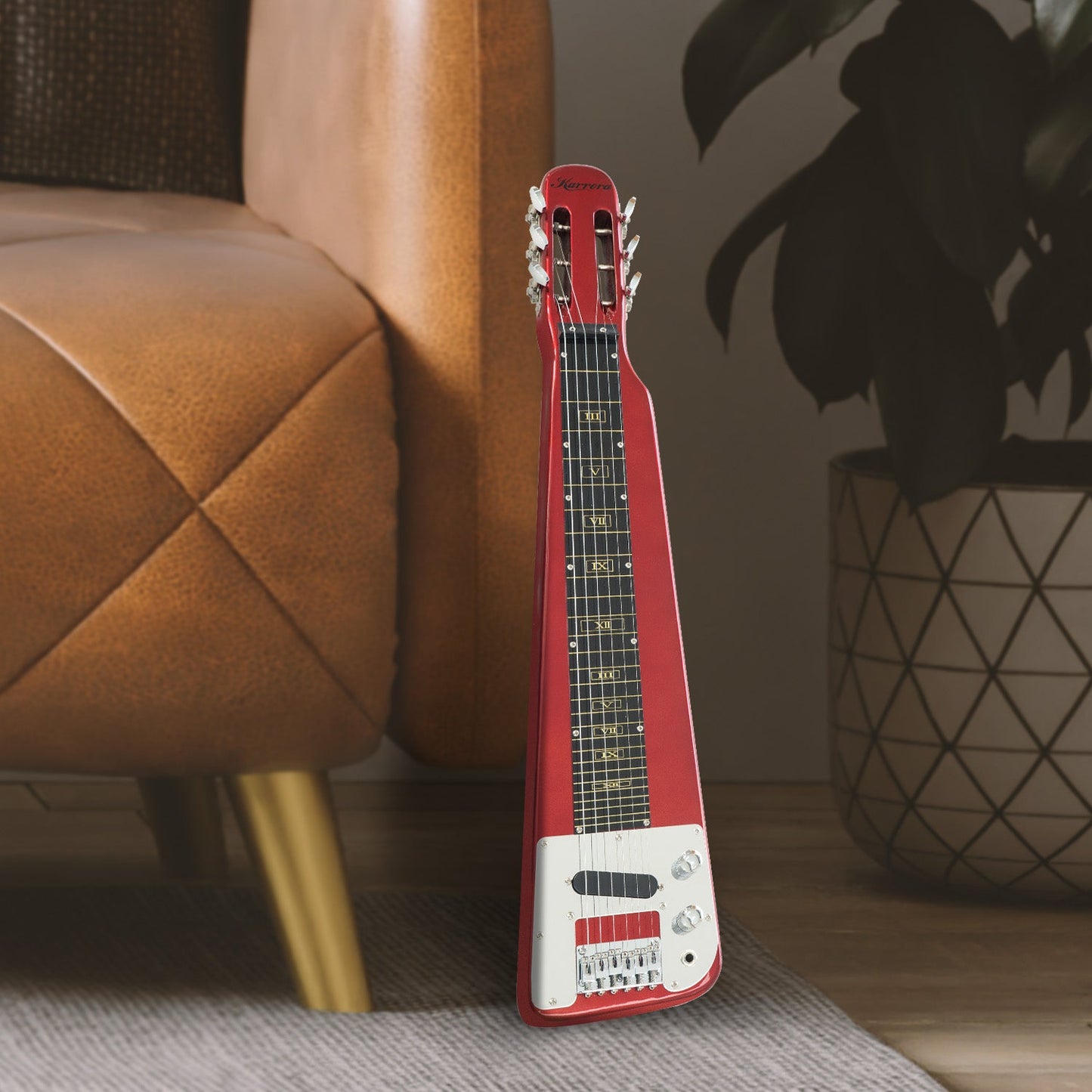 Karrera 29in 6-String Lap Steel Hawaiian Guitar (Metallic Red)