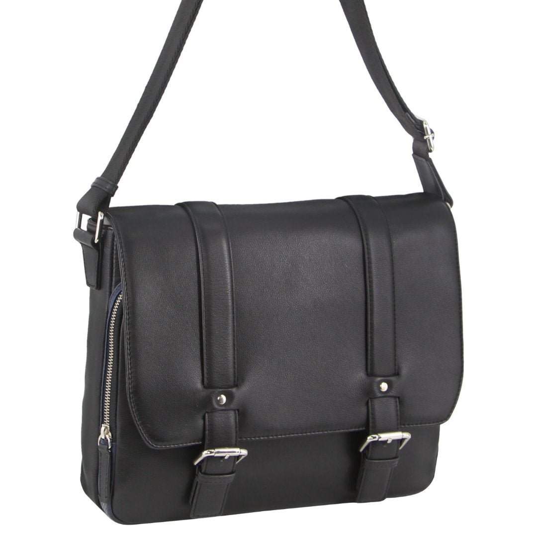 Pierre Cardin Pebbled Leather 13" Laptop Bag (Black)