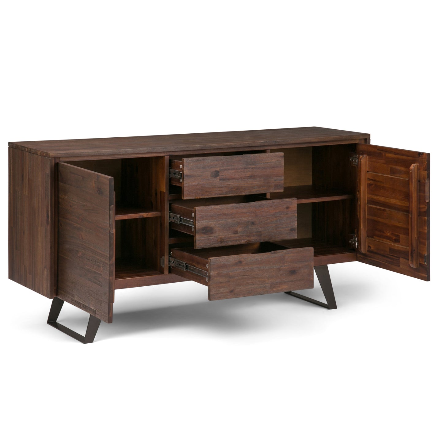 Peak 2-Door Buffet Cabinet with 3 Drawers and Metal Angled Legs