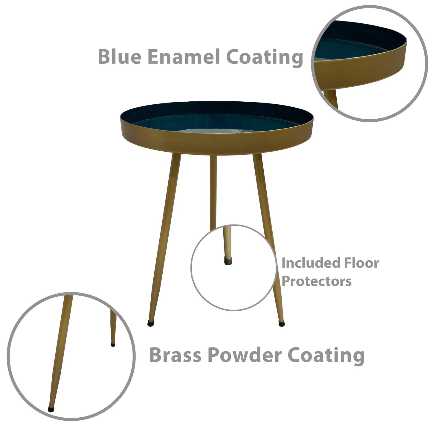 Camellia Round Side Table with Iron Frame
