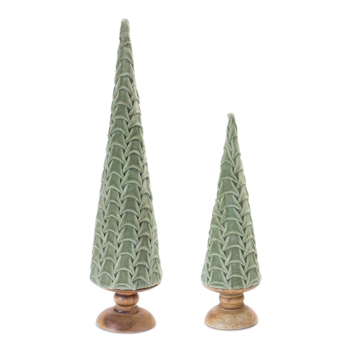 Cone Pine Tree with Woven Design, Set of 2