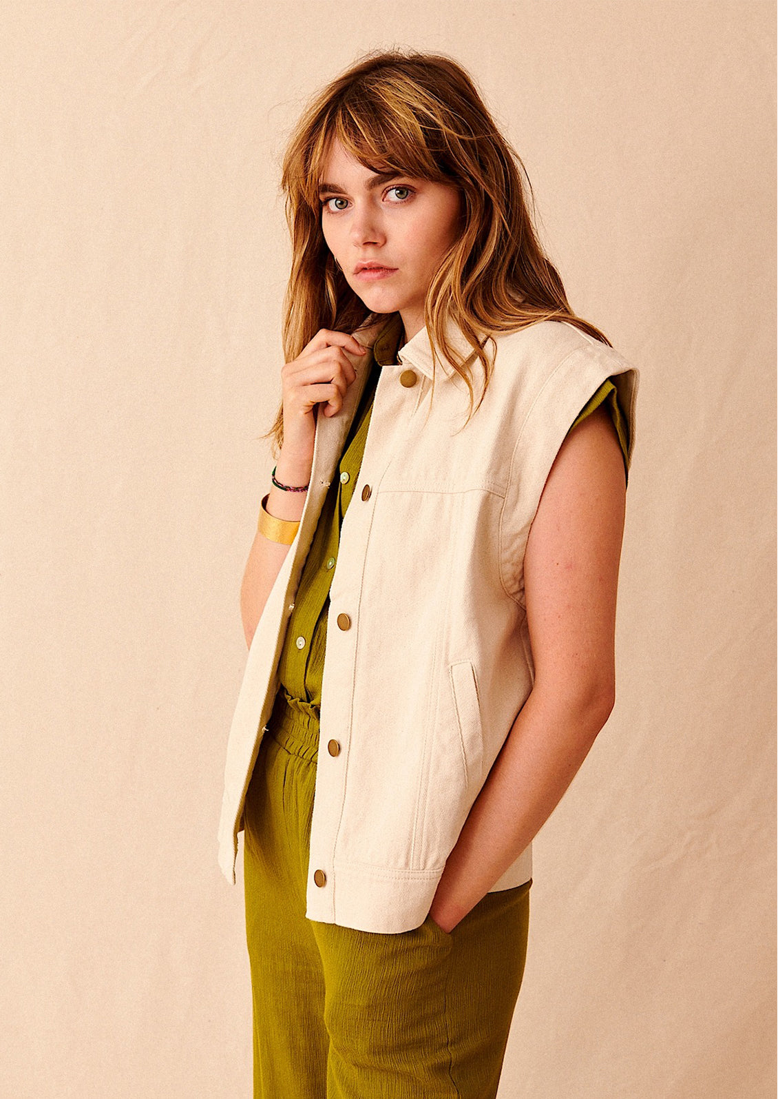 Cara Sleeveless Denim Jacket