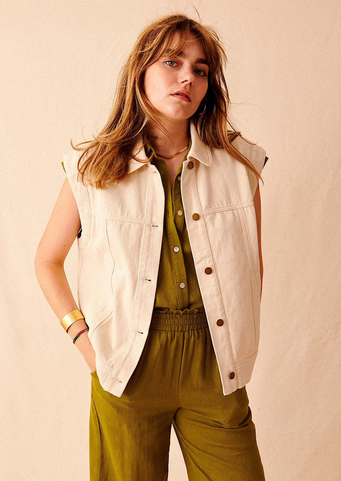 Cara Sleeveless Denim Jacket