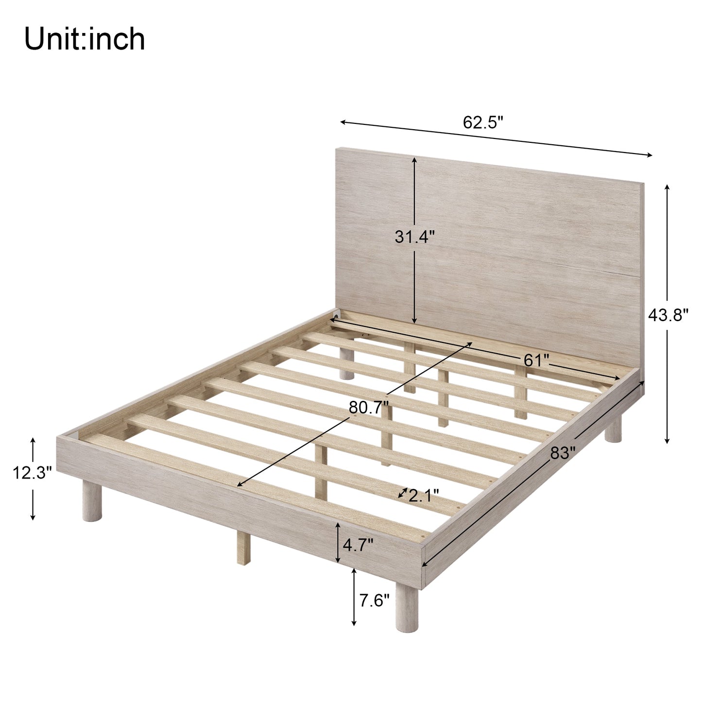 Carter Stone Gray Modern Platform Bed