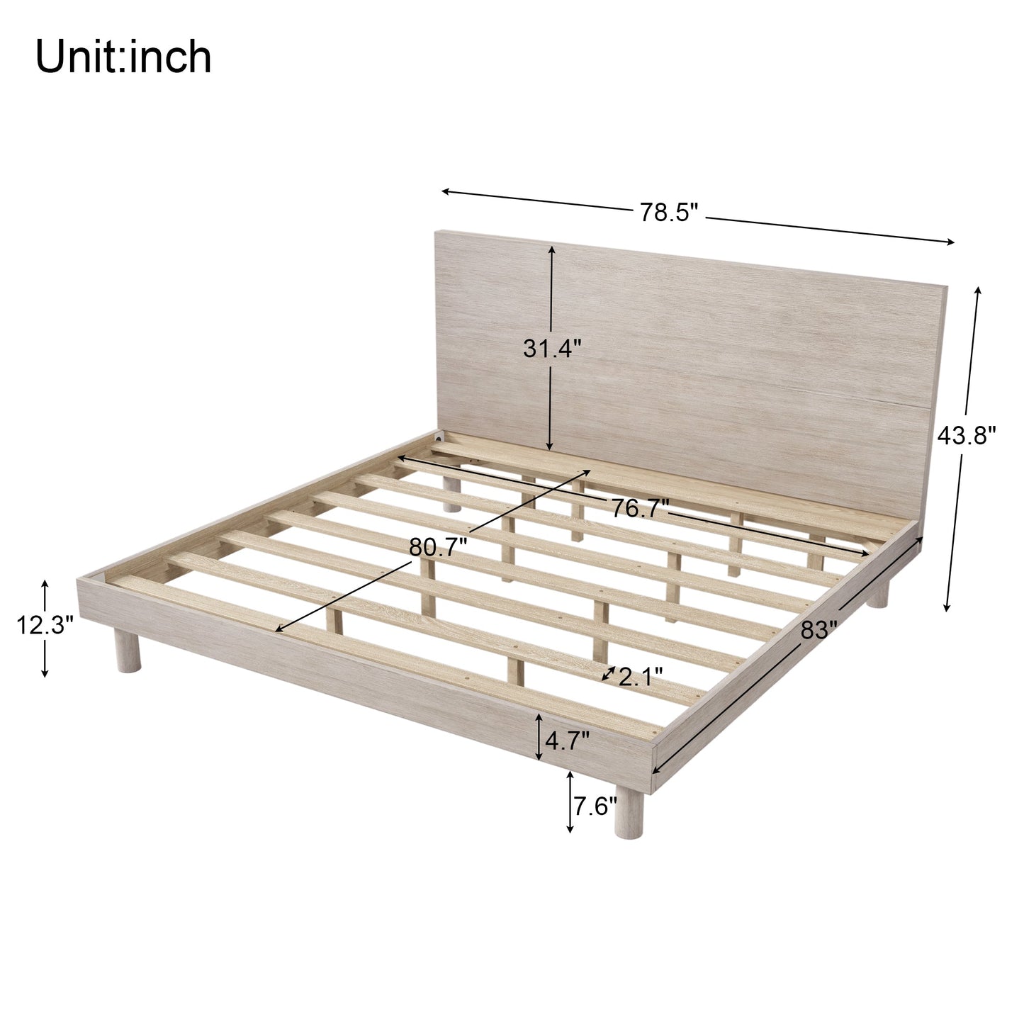 Carter Stone Gray Modern Platform Bed