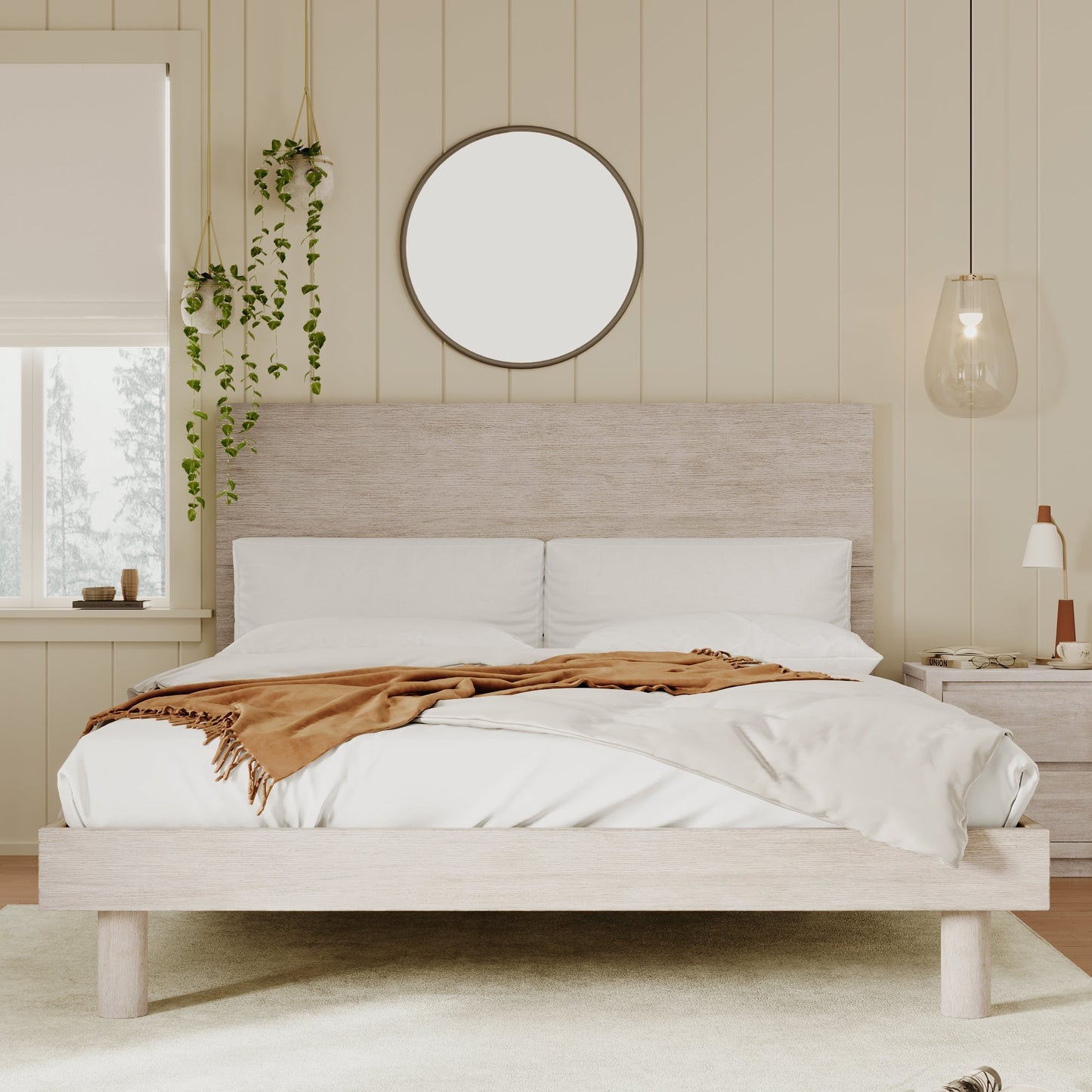 Carter Stone Gray Modern Platform Bed