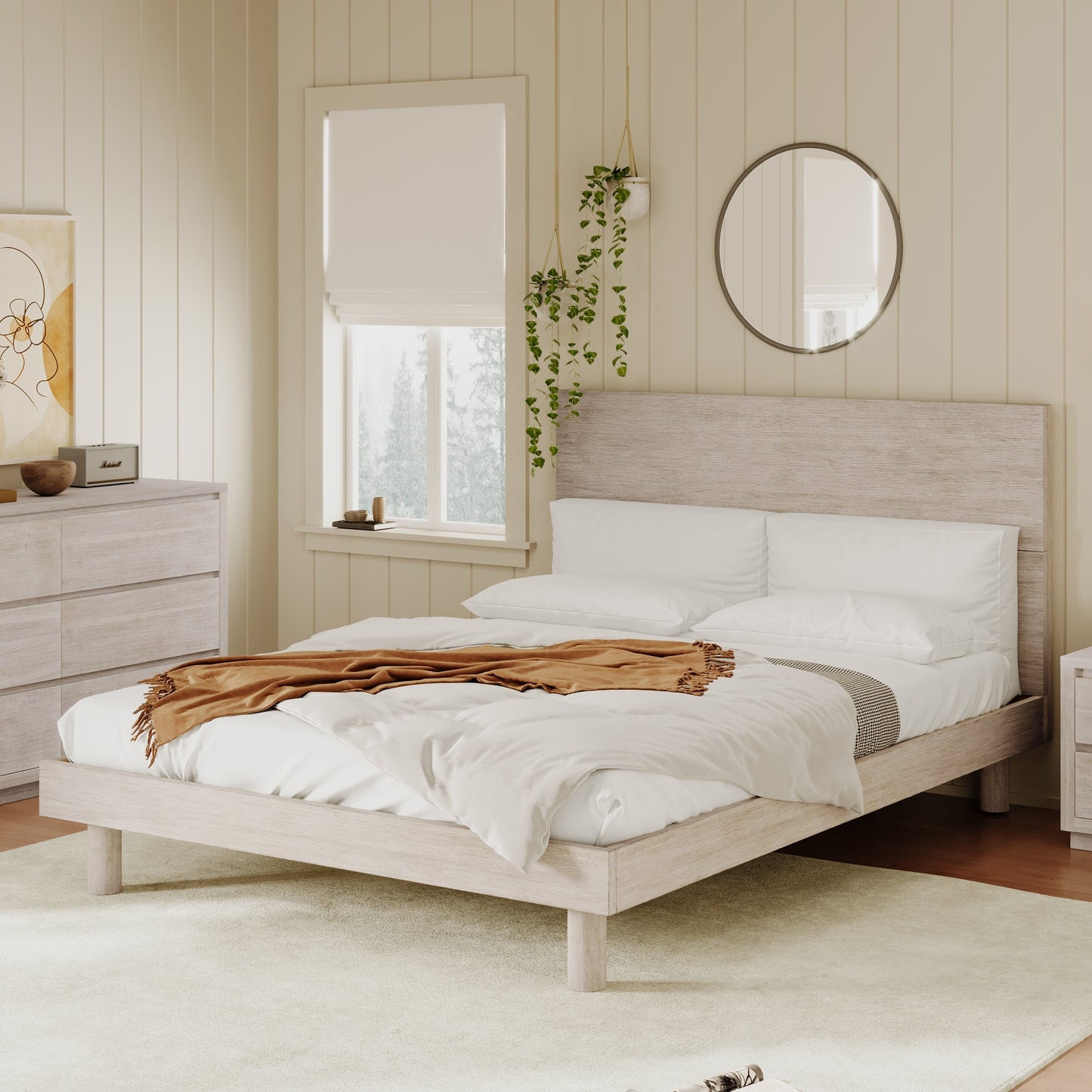 Carter Stone Gray Modern Platform Bed