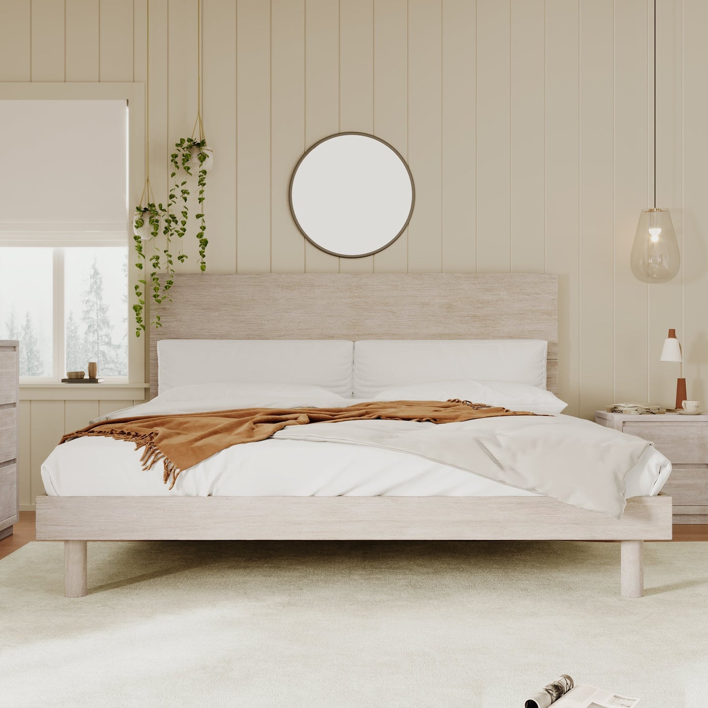 Carter Stone Gray Modern Platform Bed
