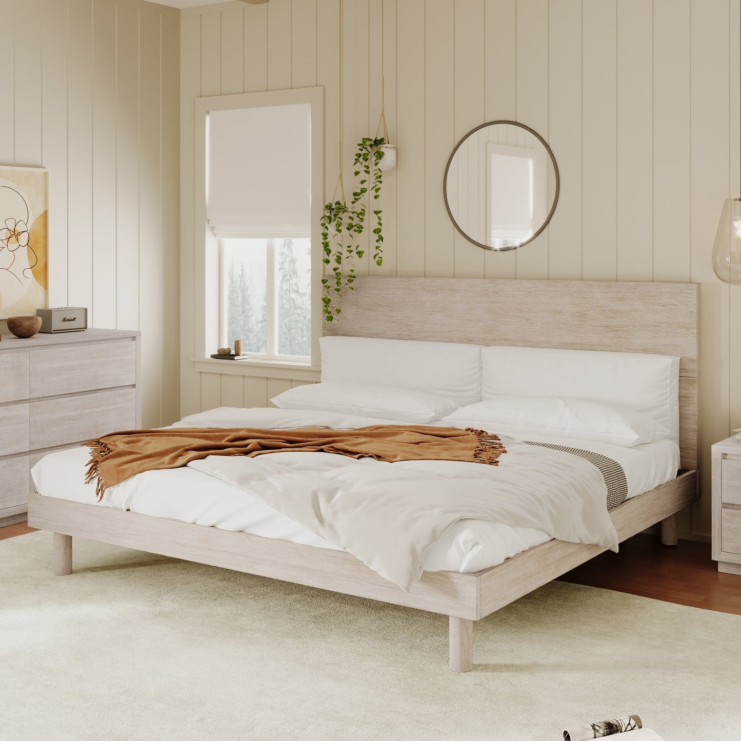 Carter Stone Gray Modern Platform Bed