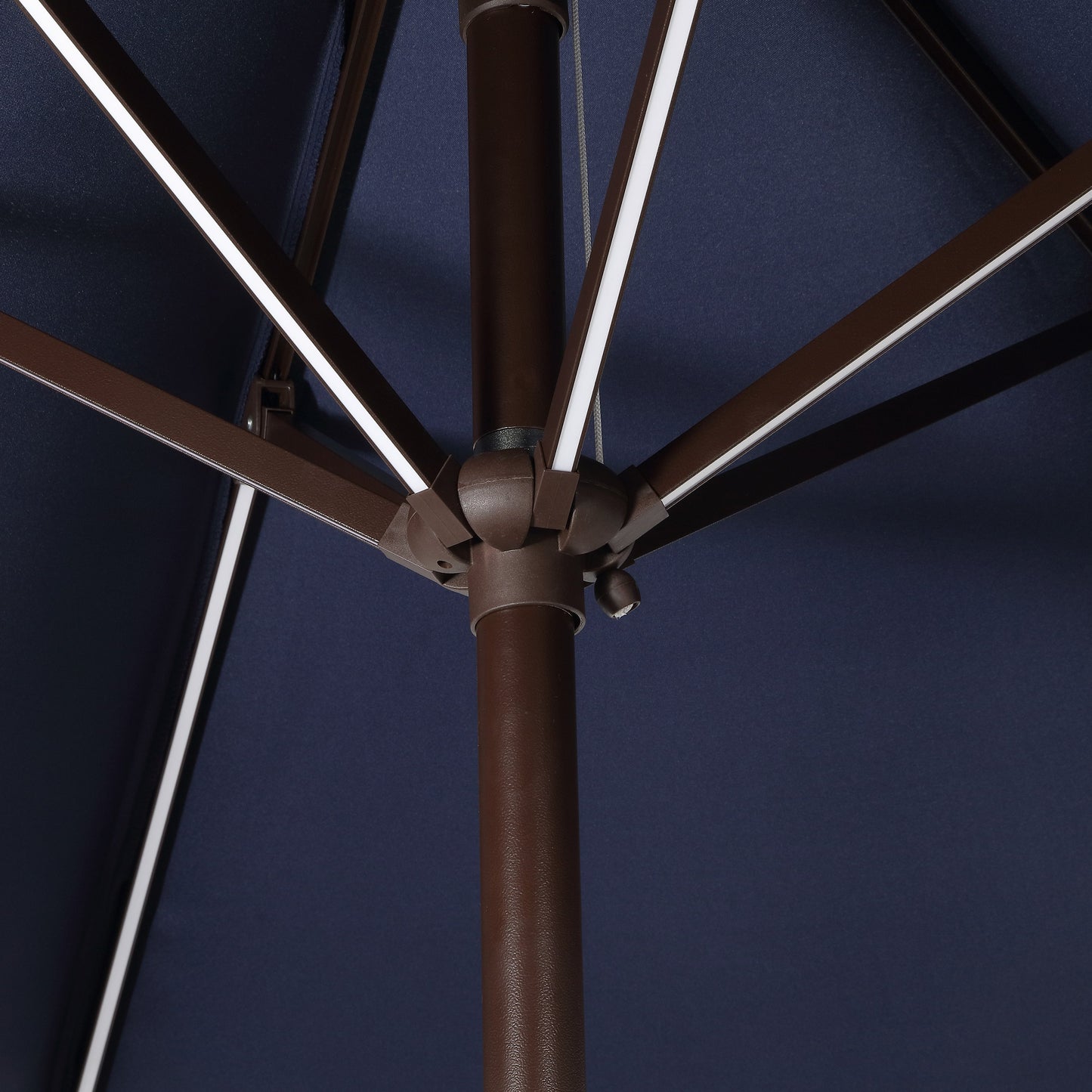 Spencer Classic Coastal 2-Tone Solar LED Market Patio Umbrella with 12 LED Strip Lights