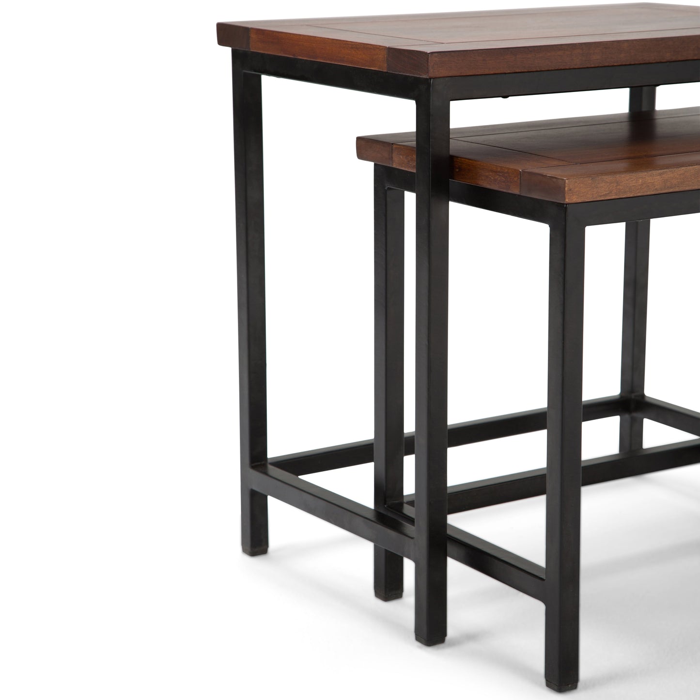 2-Piece Rectangular Nesting Side Table with Metal Frame