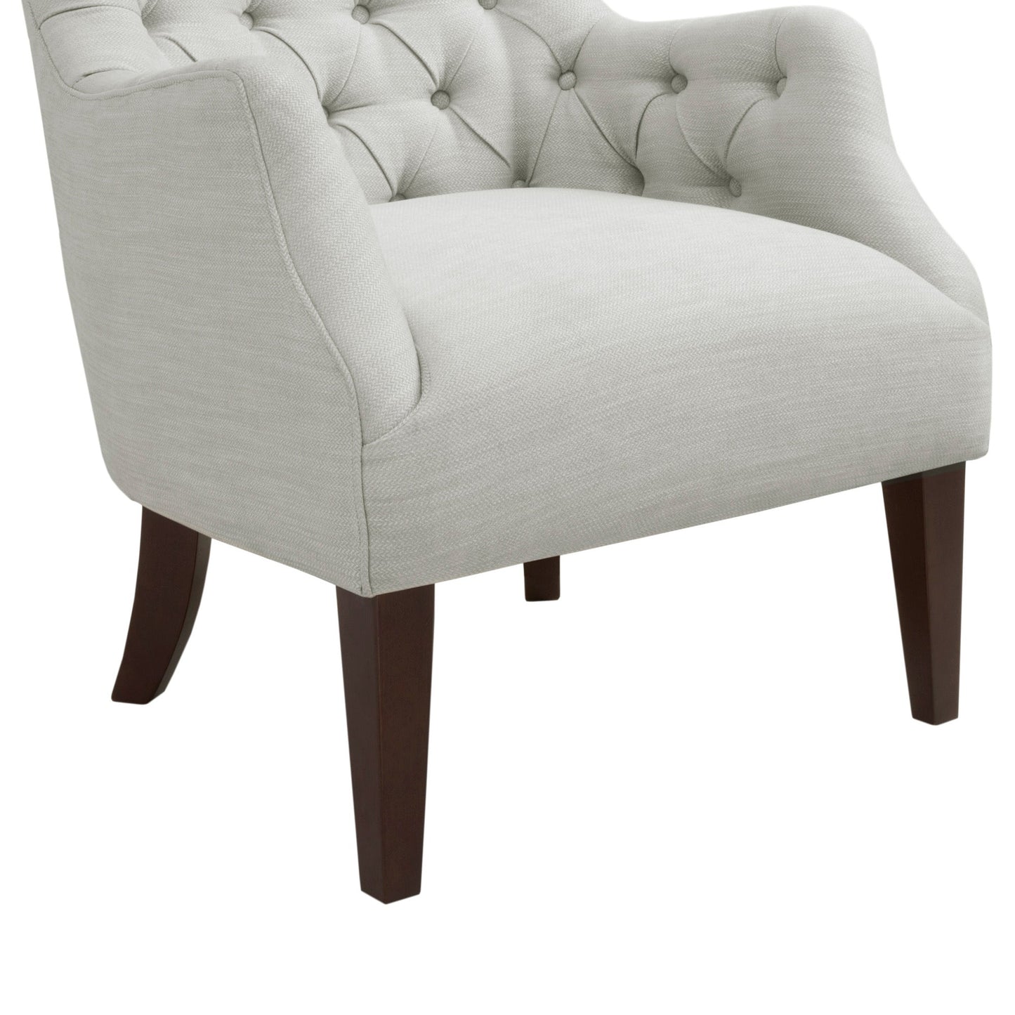 Button Tufted Upholstered Wing Chair with Solid Wood Frame