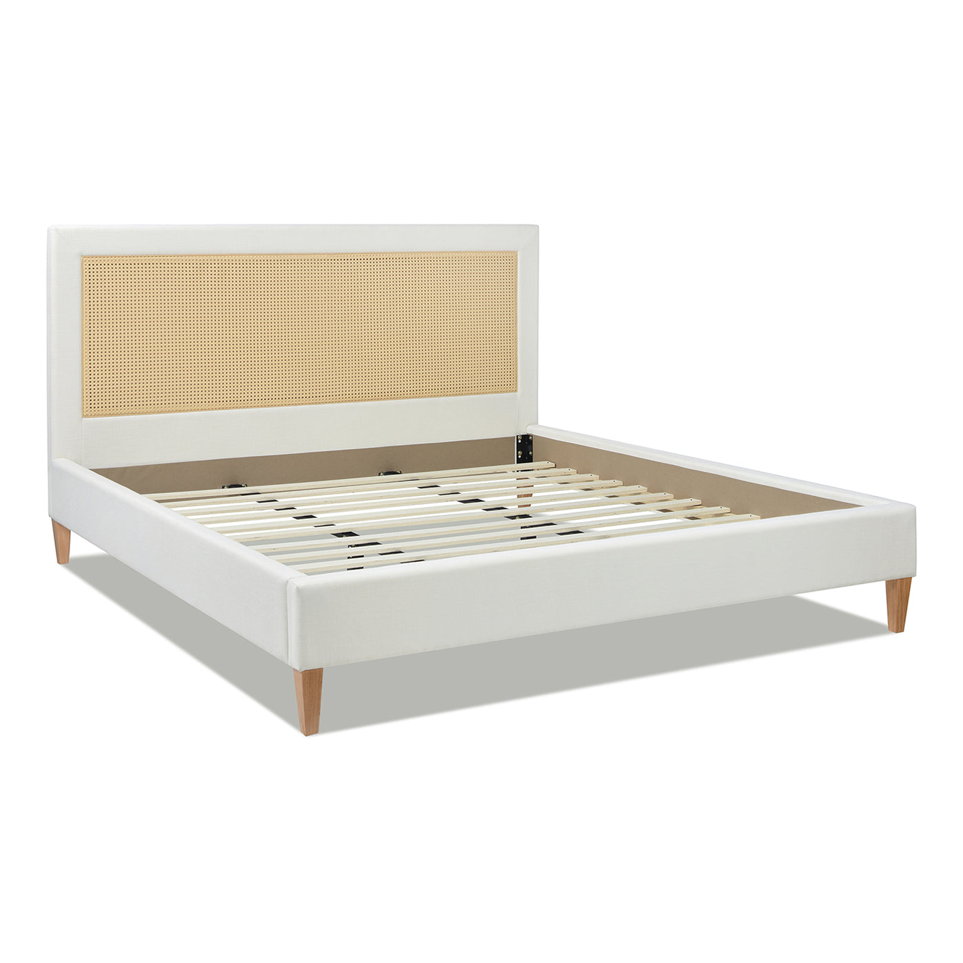 Captivat Platform Bed with Cane-Back and Solid Wood Legs