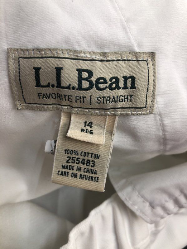 L L Bean Shorts Men 14 White 100% Cotton Straight Chino Short Pocket Lightweight