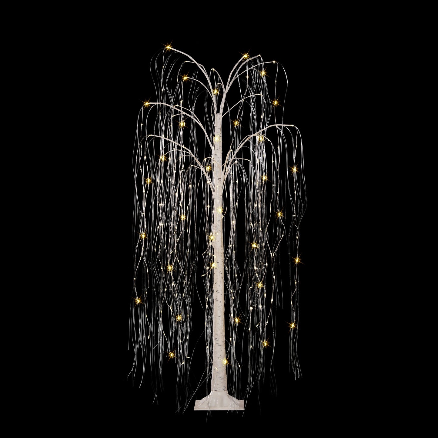 5 ft Pre- Lit Outdoor Willow Tree With 240 Warm White Multi-Function LED Lights Outdoor UL Adapter Stand Included
