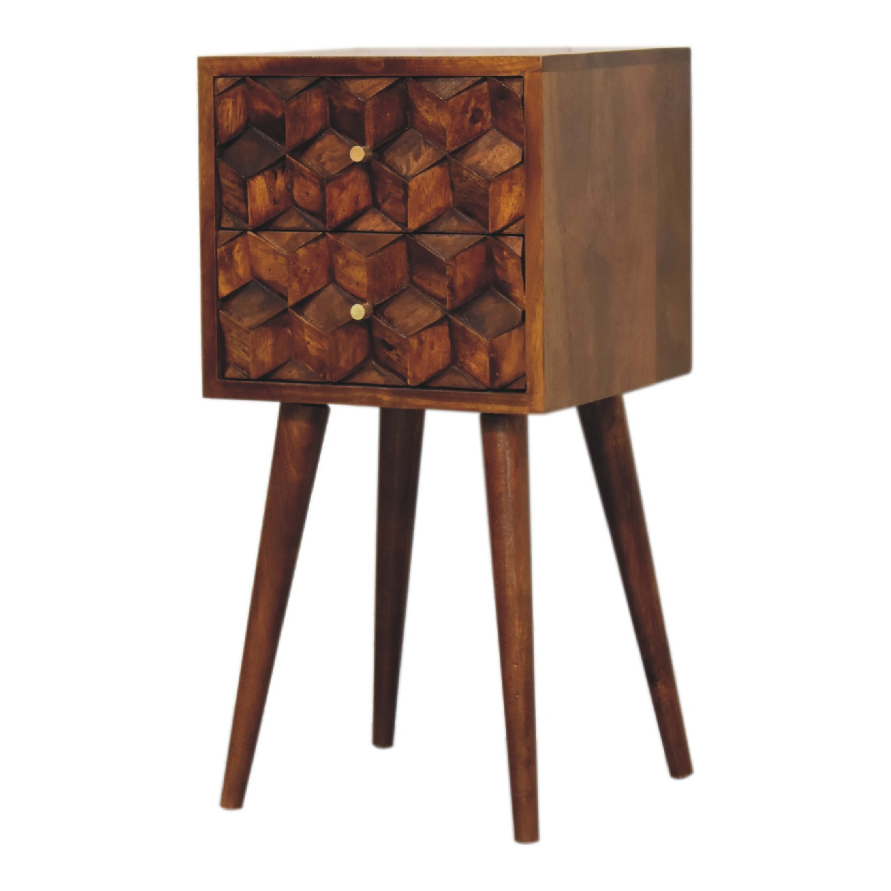 Bedside with 2 Drawers and Tapered Legs