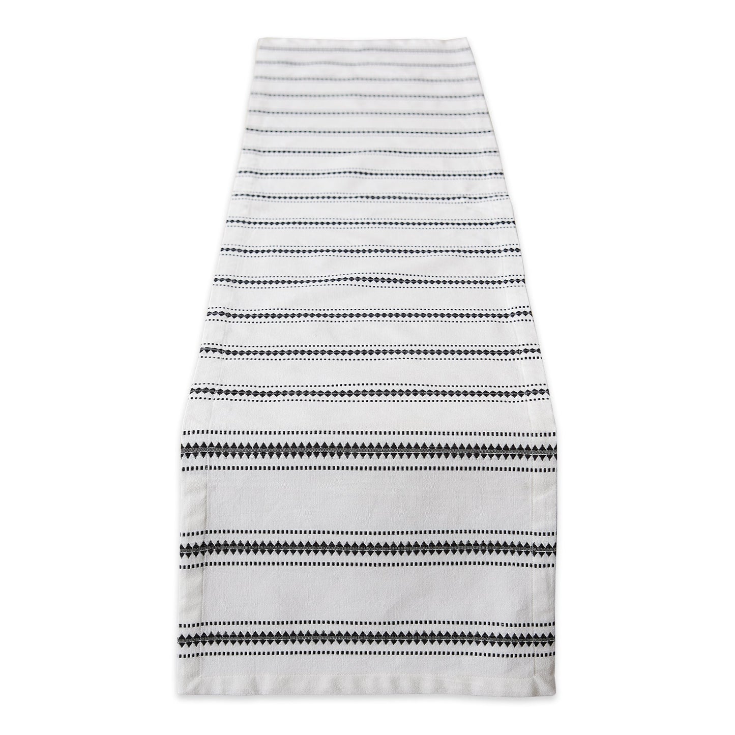 Black Zig Dobby Stripe Table Runner 14X72