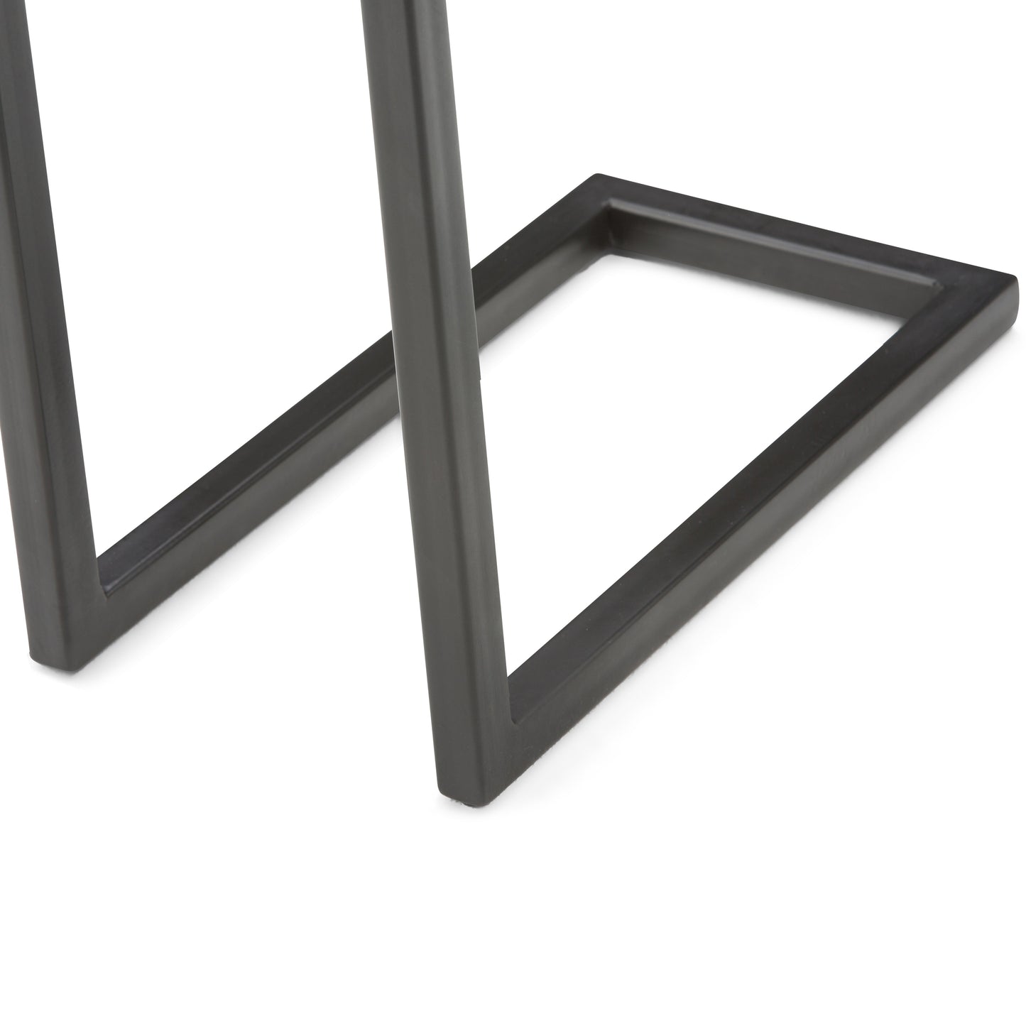 Haloed Side Table with C-Shaped Design and Metal Frame