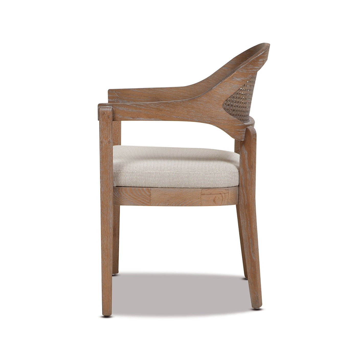 Upholstered Dining Chair with Rattan Back and Wood Frame