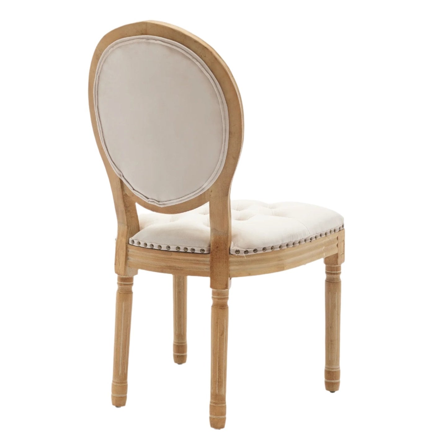 Button Tufted Upholstered Dining Chair with Round Back and Nailhead Trim, Set of 2
