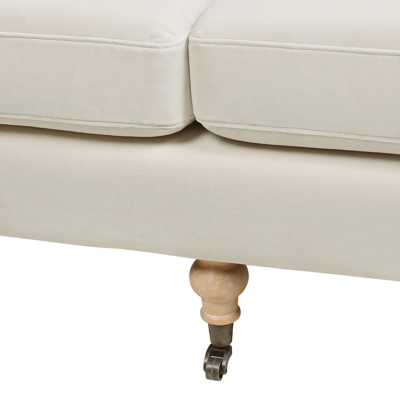 Creations Upholstered Sofa with Metal Casters and 2 Cushions Tightback