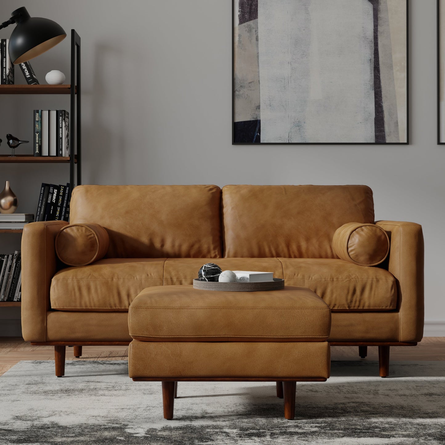 Luminae 72" Upholstered Sofa with 2 Bolster Pillows and Loose Back Cushions