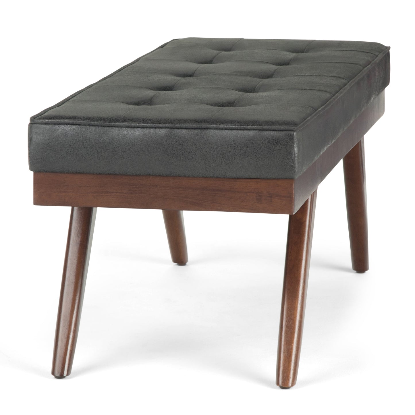 Wildflower Upholstered Button Tufted Ottoman Bench with Solid Wood Frame
