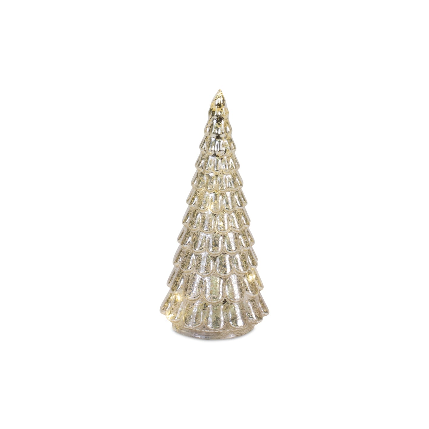 LED Lighted Mercury Glass Holiday Tree Decor, Set of 4