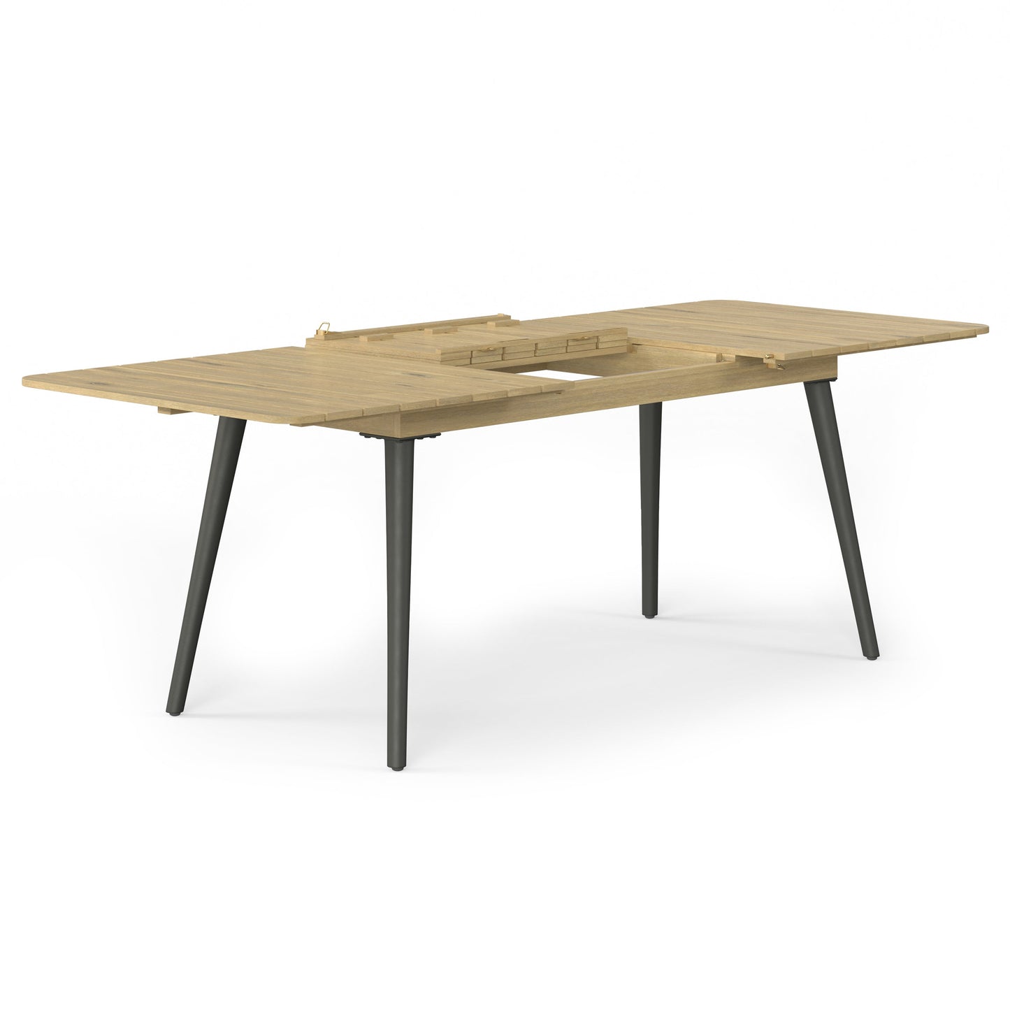 Outdoor Extendable Dining Table with Slatted Top and Angular Legs